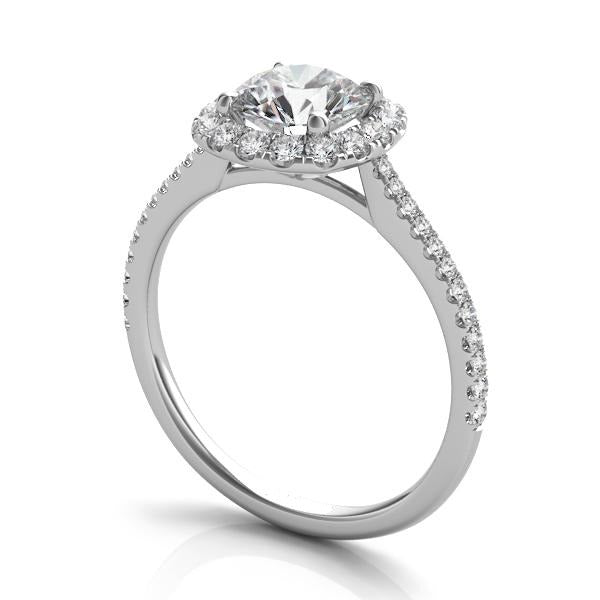Milan WG 14K white gold halo engagement ring setting for round brilliant center stone – Cherry Pick Diamonds St. Louis MO