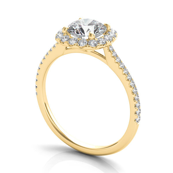 Milan YG 14K yellow gold halo engagement ring setting for round brilliant center stone – Cherry Pick Diamonds St. Louis MO