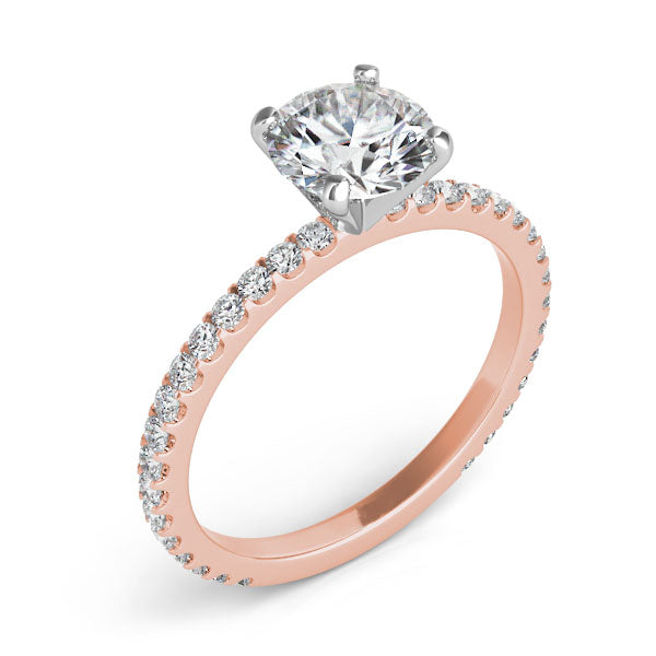 Rome RG engagement ring natural diamond close-up, rose gold setting – Cherry Pick Diamonds St. Louis MO