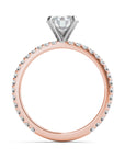 Rome 14K rose gold shared prong ring with round brilliant diamond – Cherry Pick Diamonds Clayton MO