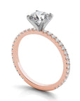 Rome RG 14K rose gold engagement ring setting, shared prong detail – Cherry Pick Diamonds St. Louis MO