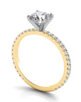 Rome YG 18K yellow gold engagement ring setting, shared prong detail – Cherry Pick Diamonds St. Louis MO
