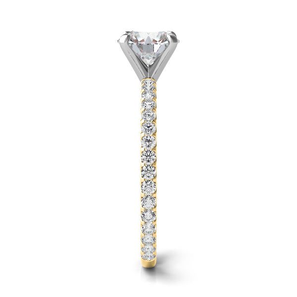 Rome yellow gold engagement ring side view with round brilliant side diamonds – Cherry Pick Diamonds Clayton MO