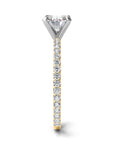 Rome yellow gold engagement ring side view with round brilliant side diamonds – Cherry Pick Diamonds Clayton MO