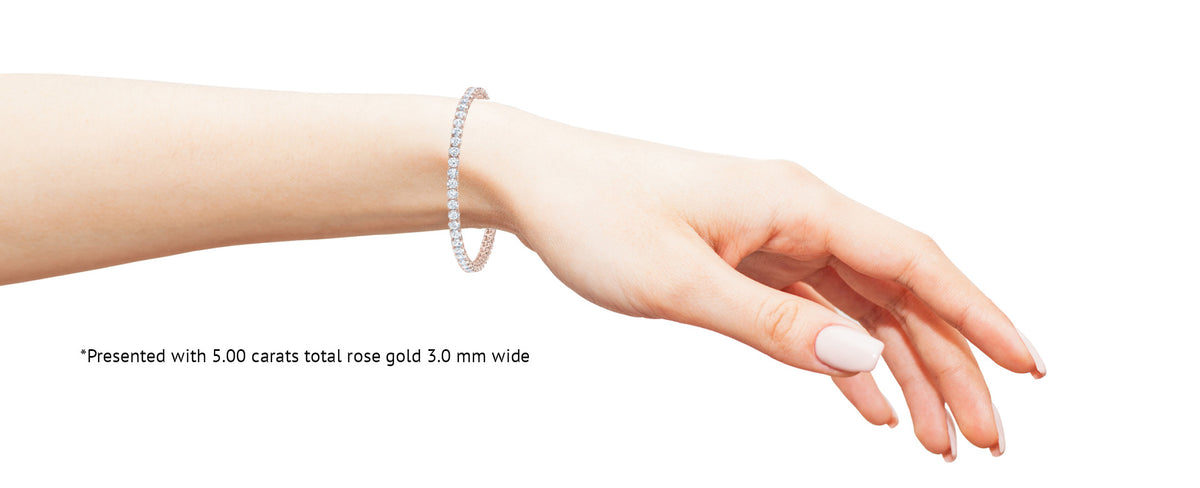 14K Rose Gold Natural Diamond Tennis Bracelet Shared Prong 5ct – Cherry Pick Diamonds St. Louis MO