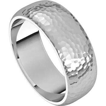 Classico White Gold Wedding Band Hammer Finish – Cherry Pick Diamonds Clayton St. Louis MO