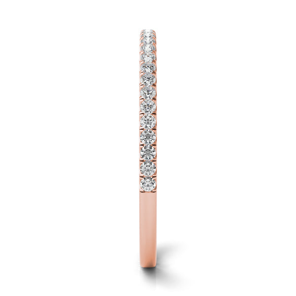 Milano Rose Gold Dainty Pavé Diamond Wedding Band Close-Up – Cherry Pick Diamonds Clayton MO