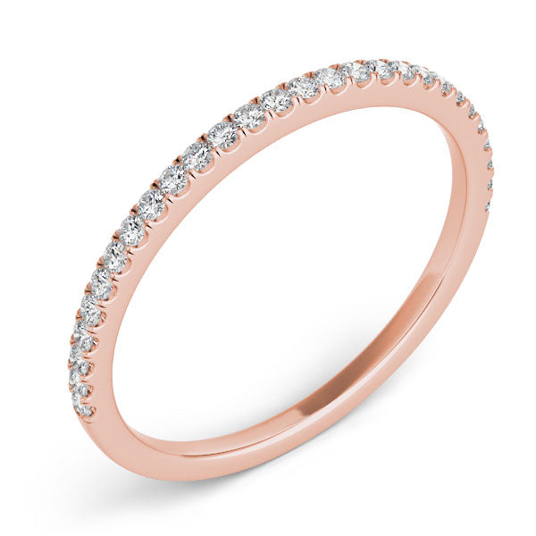 Milano Rose Gold Slim Natural Diamond Band Side View – Cherry Pick Diamonds St. Louis MO