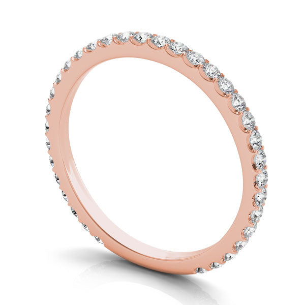 Roma Rose Gold Dainty Pavé Diamond Wedding Band Close-Up – Cherry Pick Diamonds St. Louis MO