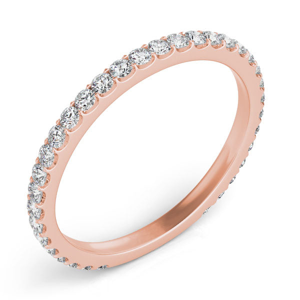 Roma Rose Gold Shared-Prong Diamond Wedding Band Side View – Cherry Pick Diamonds St. Louis MO