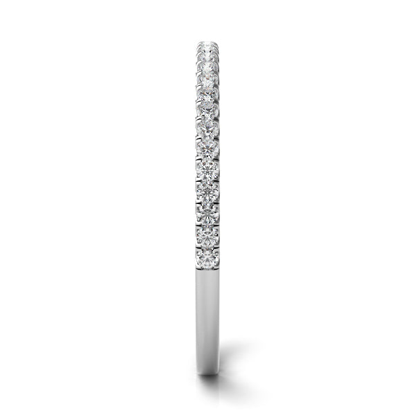 Milano White Gold Dainty Pavé Diamond Wedding Band Close-Up – Cherry Pick Diamonds Clayton MO