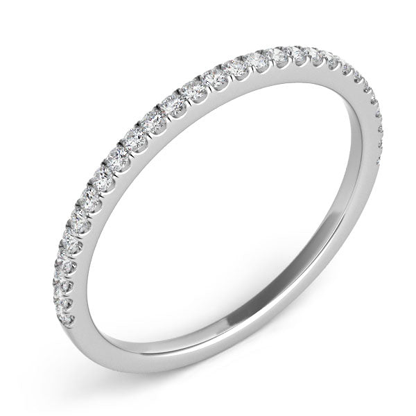 Milano White Gold Slim Natural Diamond Band Side View – Cherry Pick Diamonds St. Louis MO