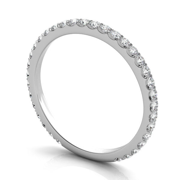 Roma White Gold Dainty Pavé Diamond Wedding Band Close-Up – Cherry Pick Diamonds St. Louis MO