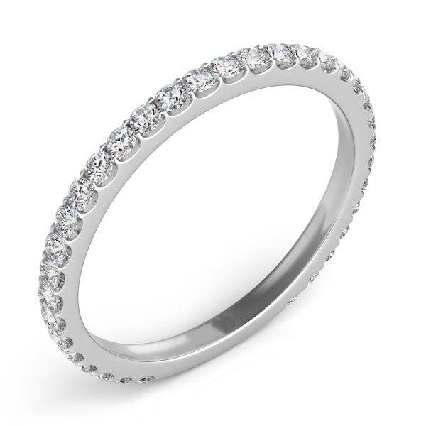 Roma White Gold Shared-Prong Diamond Wedding Band Side View – Cherry Pick Diamonds St. Louis MO