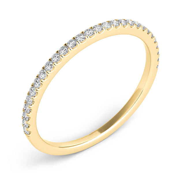 Milano Yellow Gold Slim Natural Diamond Band Side View – Cherry Pick Diamonds St. Louis MO