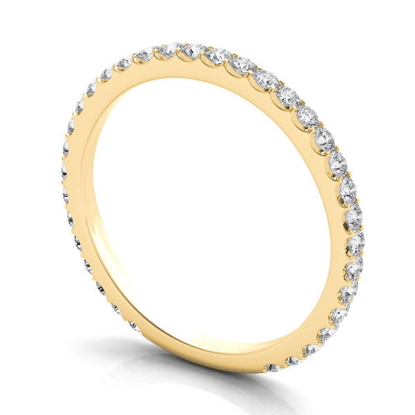 Roma Yellow Gold Dainty Pavé Diamond Wedding Band Close-Up – Cherry Pick Diamonds St. Louis MO