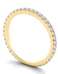 Roma Yellow Gold Dainty Pavé Diamond Wedding Band Close-Up – Cherry Pick Diamonds St. Louis MO