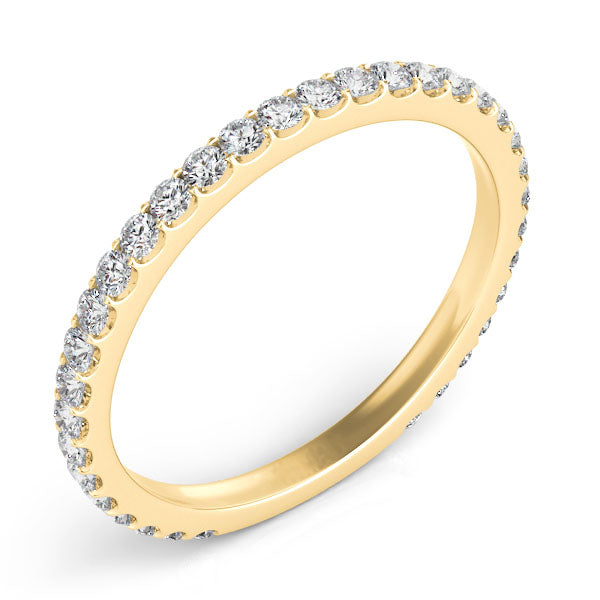 Roma Yellow Gold Shared-Prong Diamond Wedding Band Side View – Cherry Pick Diamonds St. Louis MO